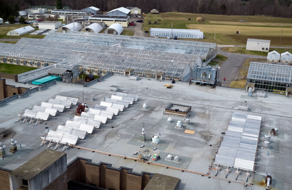 Solar Thermal System installed on the rooftop of the Guterman Research Center at Cornell University.