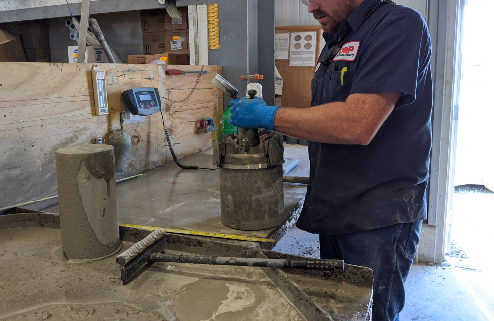 man working on a cement project