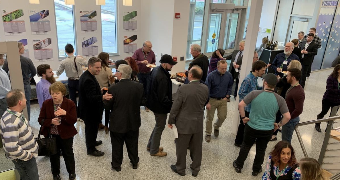 Crowd of people at a Breaking Down the Silos event