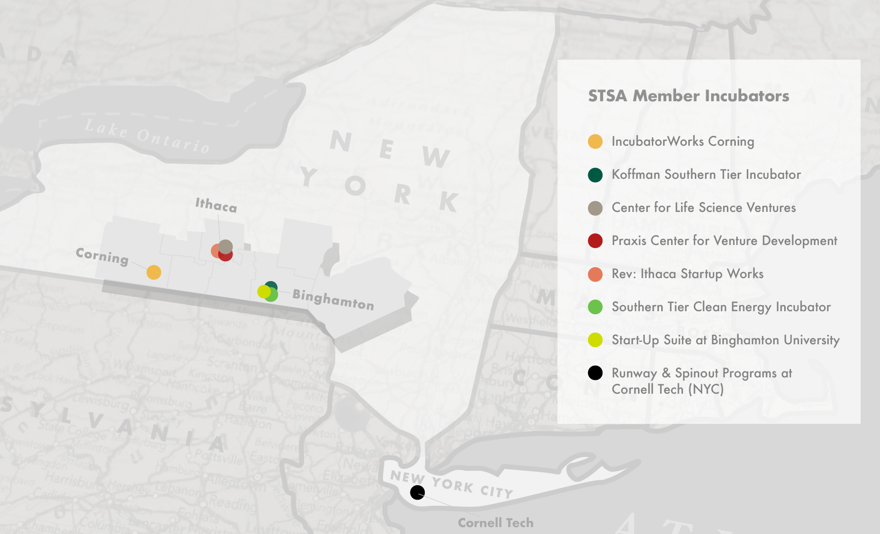 Map of STSA member incubators