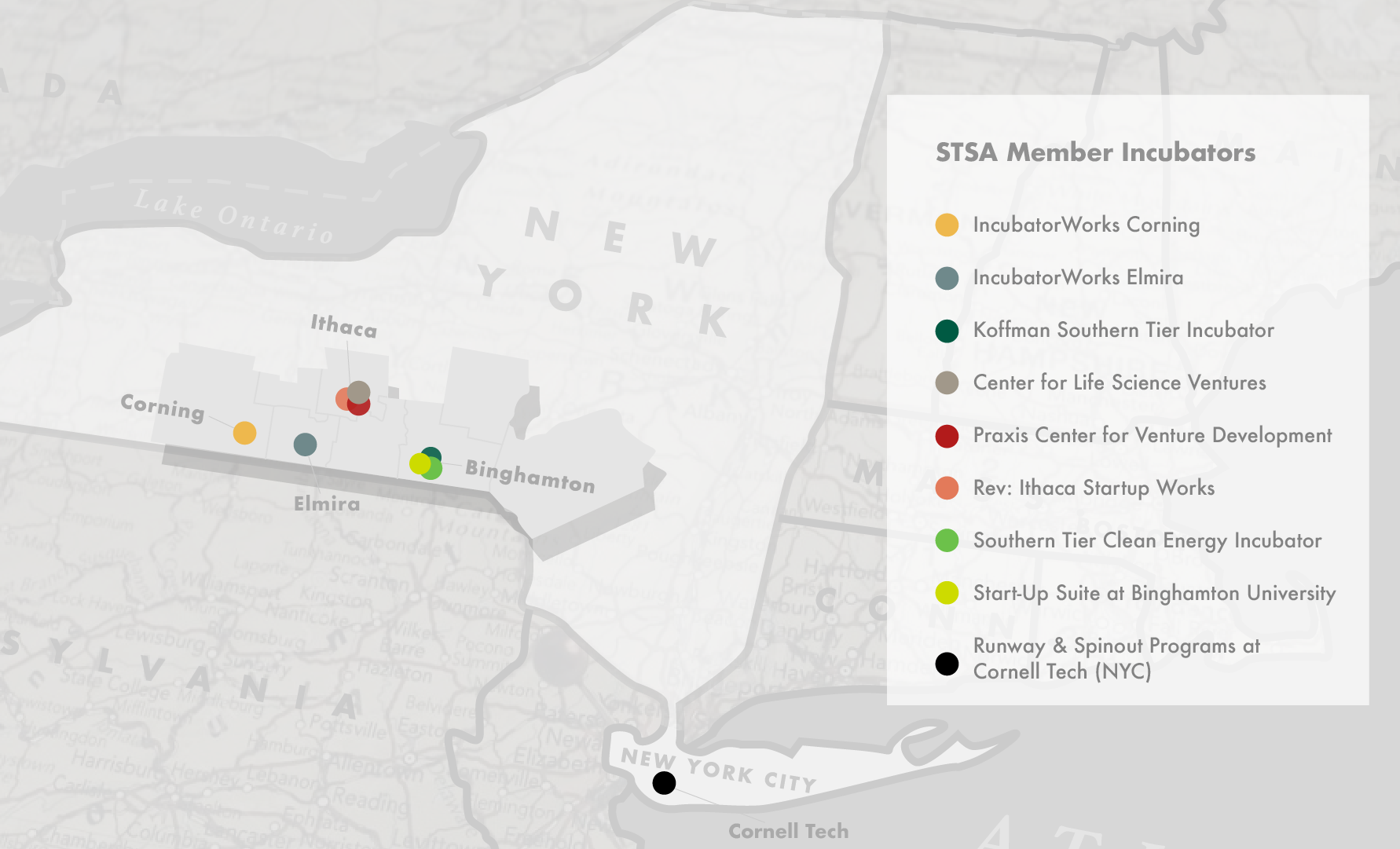 Map of STSA member incubators