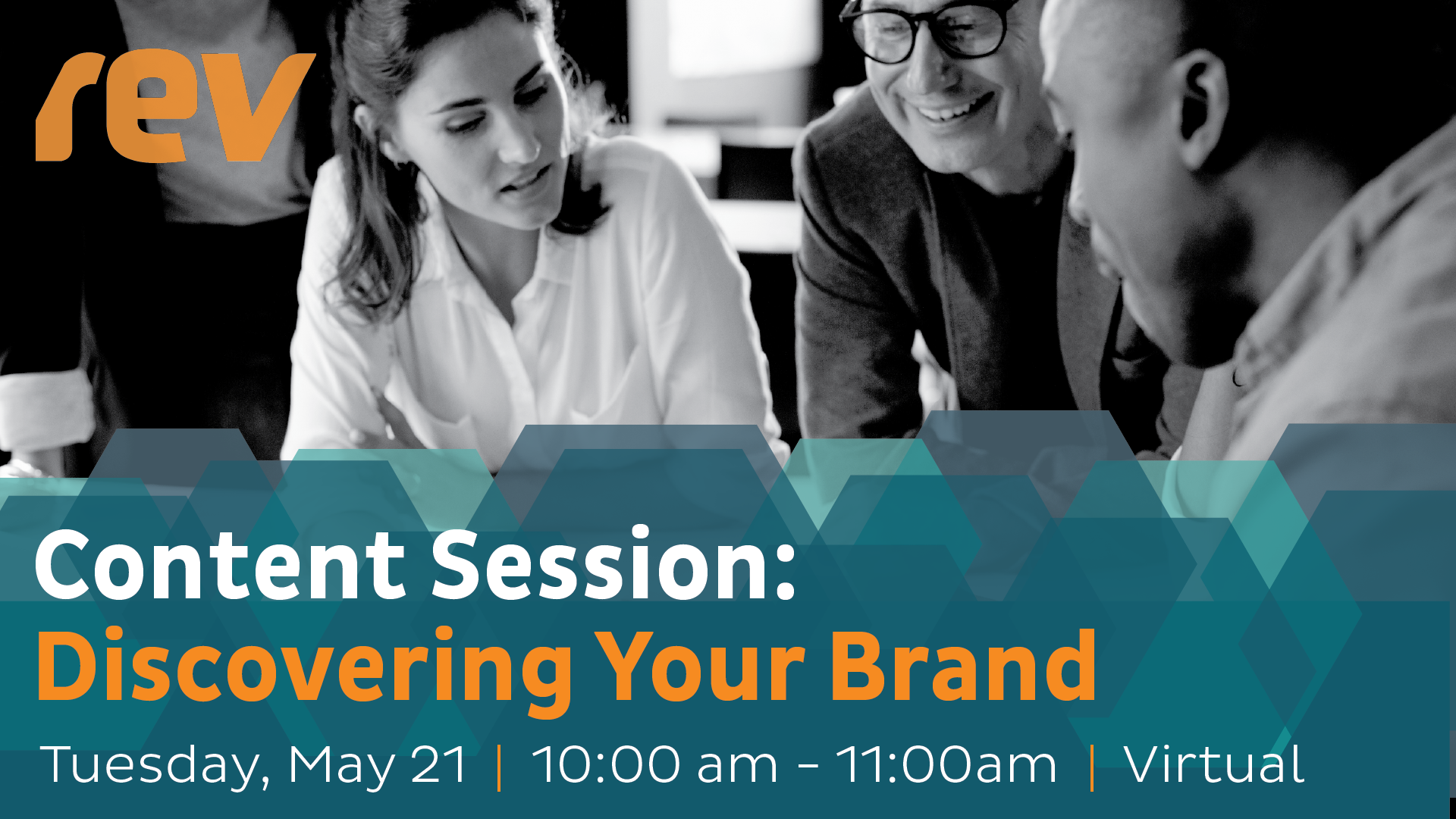 Graphic for the Rev Content Session: Discovering Your Brand.