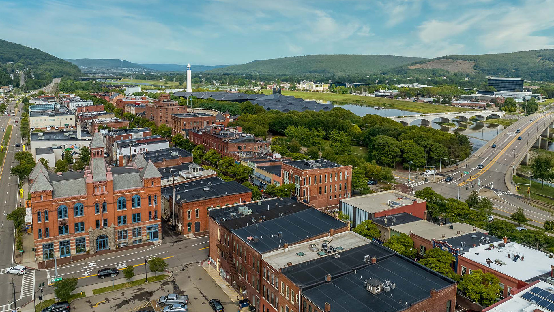 Aerial view of Corning, NY